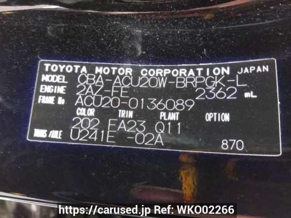 Used 2005 AT toyota kluger ACU20W Image[11]