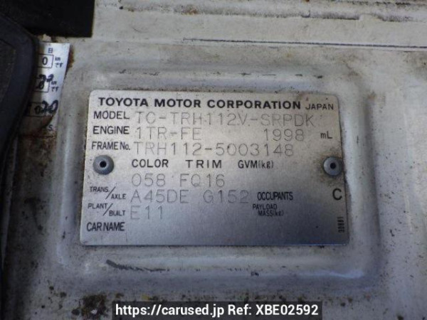 Used 2003 AT toyota hiace-van TRH112V Image[11]