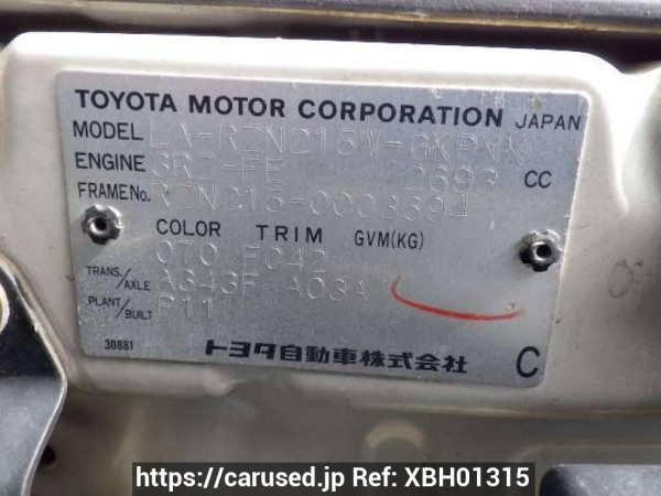 Used 2002 AT toyota hilux-surf RZN215W Image[11]
