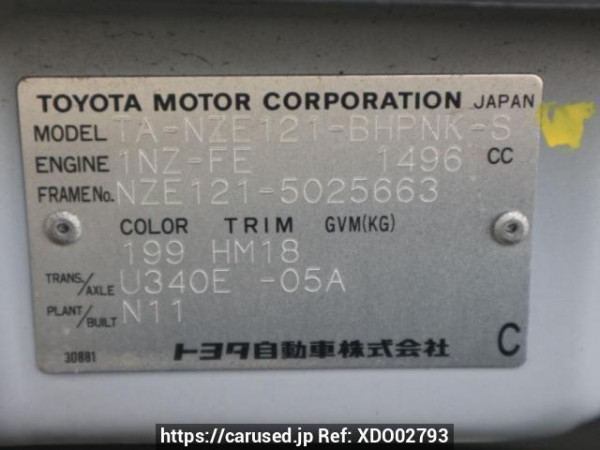 Used 2002 AT toyota allex NZE121 Image[10]