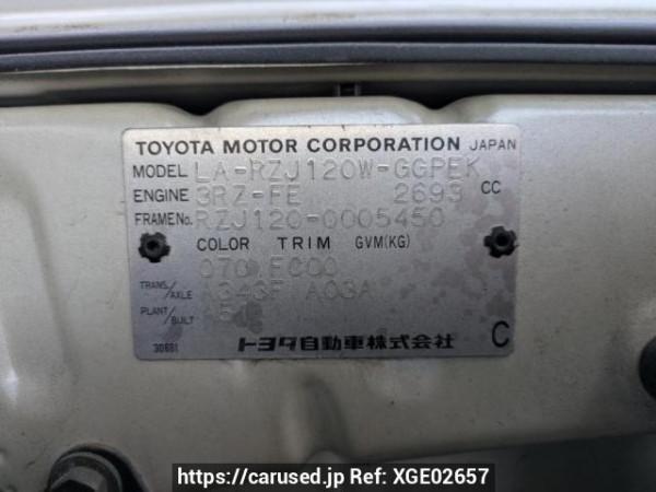 Used 2002 AT toyota land-cruiser-prado RZJ120W Image[10]