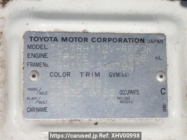 Used 2004 AT toyota hiace-van TRH112V Image[9]