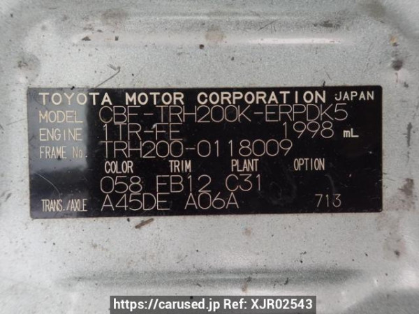 Used 2010 AT toyota hiace-van TRH200K Image[8]