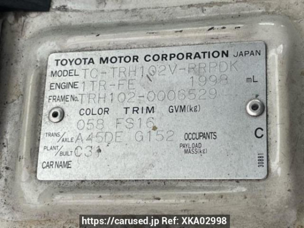 Used 2004 AT toyota hiace-van TRH102V Image[10]
