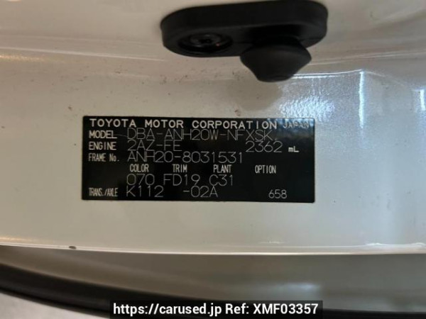 Used 2008 AT toyota vellfire ANH20W Image[10]