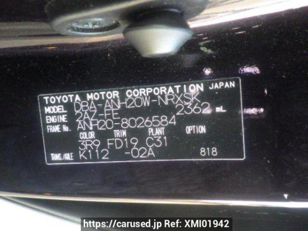 Used 2008 AT toyota vellfire ANH20W Image[10]