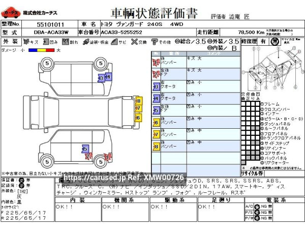 Used 2010 AT toyota vanguard DBA-ACA33W Image[3]
