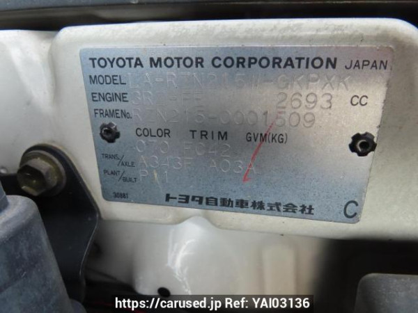 Used 2002 AT toyota hilux-surf RZN215W Image[12]