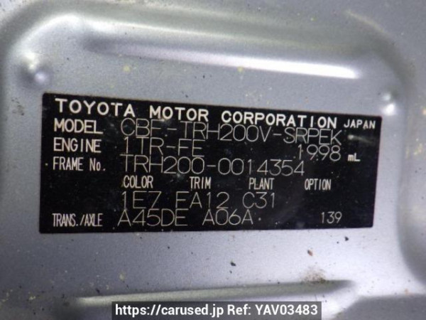 Used 2005 AT toyota hiace-van TRH200V Image[10]