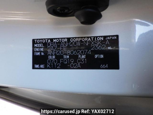Used 2009 AT toyota vellfire ANH20W Image[11]
