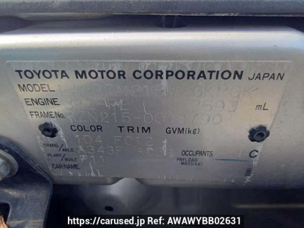 Used 2004 AT toyota hilux-surf RZN215W Image[11]