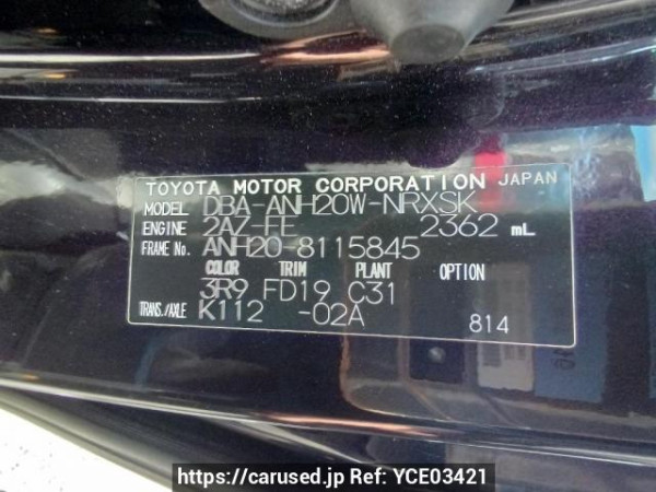 Used 2010 AT toyota vellfire ANH20W Image[11]