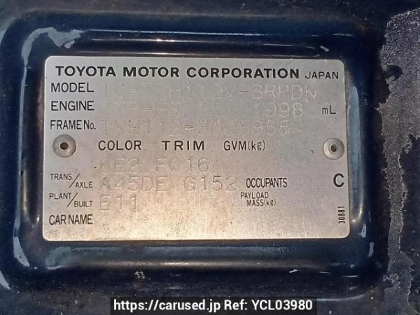 Used 2004 AT toyota hiace-van TRH112V Image[11]