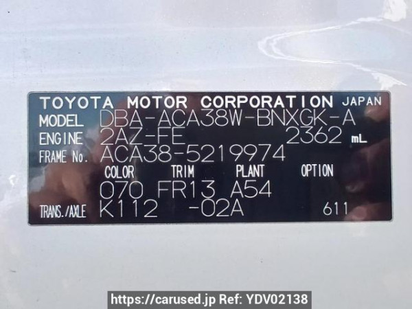 Used 2012 AT toyota vanguard ACA38W Image[11]
