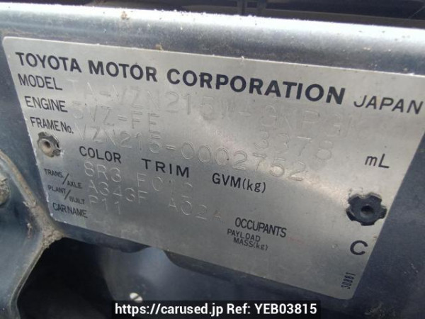 Used 2003 AT toyota hilux-surf VZN215W Image[11]