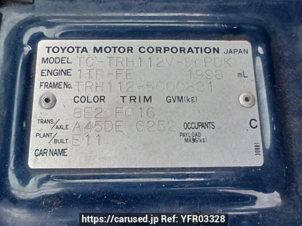 Used 2003 AT toyota hiace-van TRH112V Image[10]