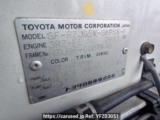 Buy Used 2002 Toyota Land Cruiser Prado RZJ95W (YFZ03051) - Carused.jp