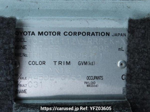 Used 2004 AT toyota regiusace-van TRH112V Image[10]
