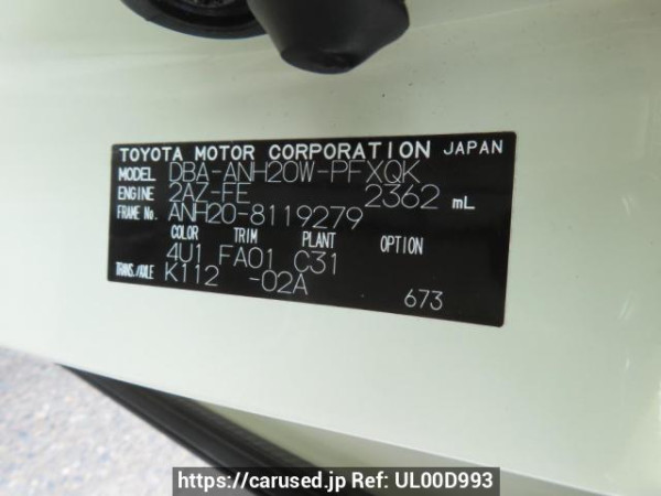 Used 2010 AT toyota alphard ANH20W Image[11]
