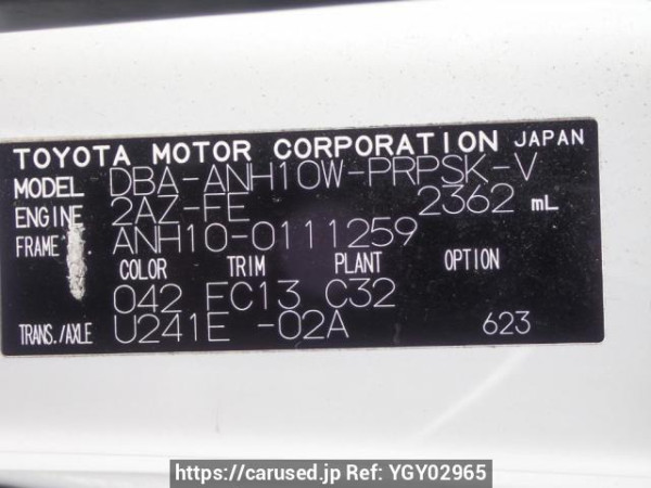 Used 2005 AT toyota alphard ANH10W Image[10]