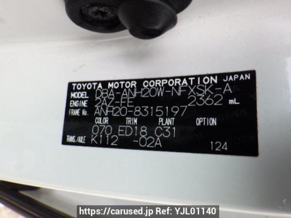 Used 2014 AT toyota vellfire ANH20W Image[10]